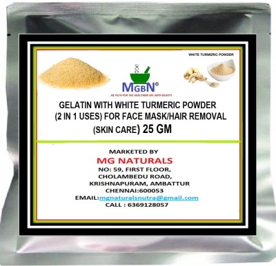 MGBN GELATIN WITH WHITE TURMERIC POWDER (2 IN 1 USES) FOR FACE MASK/HAIR REMOVAL (SKIN CARE) - 25 GM(25 g)