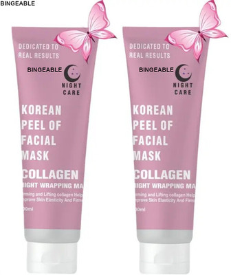 Bingeable Korean Collagen Mask Pack - Peel-Off 90ml x2 for Firm Skin(180 ml)