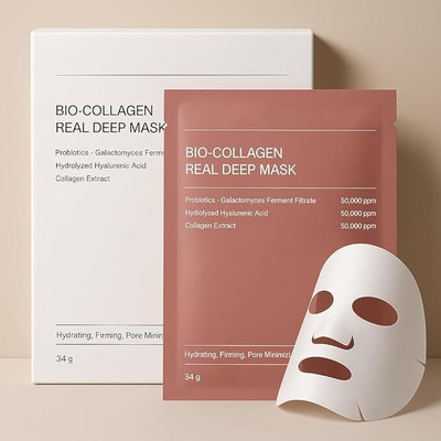CloudTab Bio-Collagen Face Mask for Korean Glass Skin,Deep Hydration,Anti-Aging & Firming(34 g)