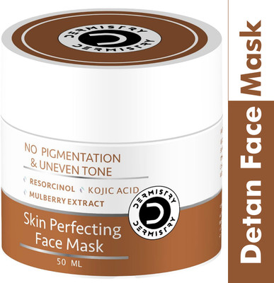 DERMISTRY Kojic Acid De-Tan Dull Uneven Tone Removal Instant Glow Fairness Dtan Pack Mask Face Wash(50 ml)