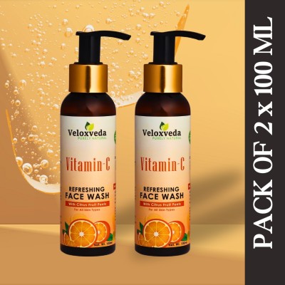 veloxveda Vitamin-C Facewash | Brighten, Refresh, and Revitalize With Lemon Extract | SLS & Paraben Free  (COMBO) Face Wash(200 ml)