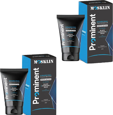 MOSKLIN PROMINENT CHARCOAL FACEWASH FOR DEEP SKIN CLEANSING & BLACKHEADS REMOVES PACK OF - 2 Face Wash(120 ml)