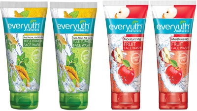 Everyuth Naturals Tulsi Turmeric  (2X50ml), Moisturizing Fruit  (2X50ml) Face Wash(200 ml)