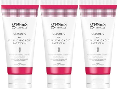 Globus Naturals Pimple Clear Glycolic & Salicylic Acid , Set of 3  Face Wash(300)