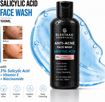 blestaaa essentialss Salicylic Acid for Clear Balanced Skin With Niacinamide + Vitamin E Men All Skin Types . Face Wash(100 ml)