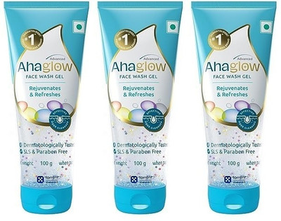 ahaglow Advanced  Gel,100 g x Pack of 3 Face Wash(300 g)
