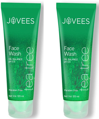 JOVEES Herbal Tea Tree Oil Control  For Oily and Sensitive Skin – Paraben & Alcohol Free, 120 ML*2 BALANCE PH 5.5 PARABEN FREE Face Wash(240 g)