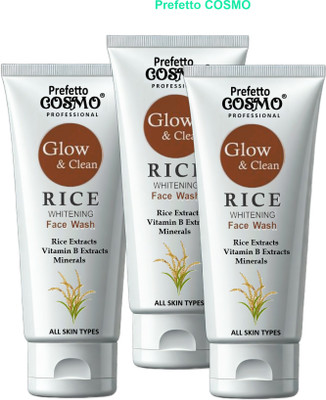 Prefetto COSMO Pack of 3 for Bright Complexion & Skin Hydration Rice Face Wash(100 g)