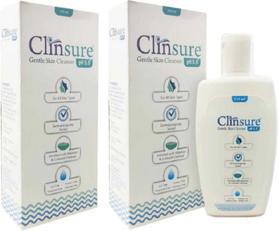 Clinsure Gentle Skin Cleanser With pH 5.5 (Pack of 2 x 125ml) Face Wash(250 ml)