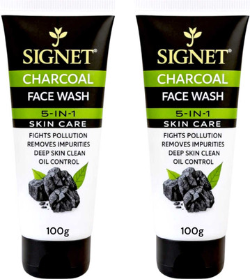 FLORENTHA SIGNET CHARCOAL FACEWASH FOR DEEP CLEAN & FRESHNESS SKIN PACK OF 100g x 2 Face Wash(200 g)