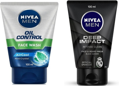 NIVEA Oil Control - 100ml & Deep Impact - 100ml (Pack of 2) Face Wash(200 ml)