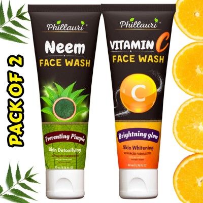 Phillauri Facewash Combo Vita C & Neem Simple Kind To Skin Refreshing For Men & Women Face Wash(120 ml)