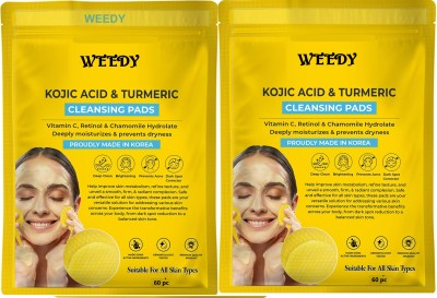 WEEDY Kojic Acid and Turmeric Cleansing Pads (Pack of 2)-CE Face Wash(400 g)