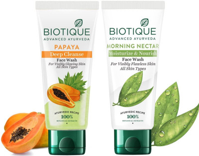 BIOTIQUE Papaya 150ml & M Nectar 150ml Facewash Set of 2 Face Wash(300 ml)