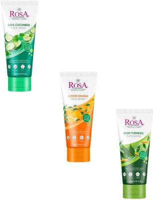 ROSA  Combo of Neem Turmeric, Cucumber And Lemon Orange | For Men and Women Face Wash(360 ml)