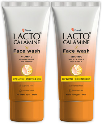 Lacto Calamine Vitamin C  with Aloe Vera & Niacinamide Bright & Glowing Skin Pack of 2 Face Wash(200 ml)