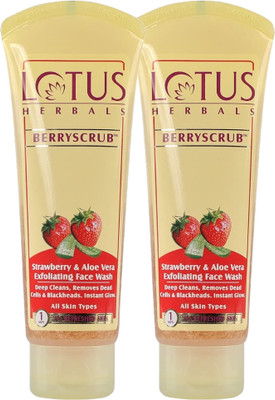 LOTUS HERBALS Berry Scrub Strawberry & Aloe Vera Exfoliating Face Wash(160 g)