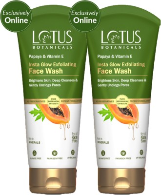 Lotus Botanicals Papaya & Vitamin E Insta Glow Exfoliating  200ml(Pack of 2) Face Wash(400 ml)