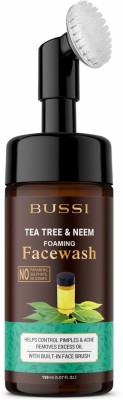 bussi Tea Tree & Neem Foaming With Built-In Deep Cleansing Brush For Men - With Aloe Vera & Neem Extracts, Reduces Acne & Pimples, Controls Excess Oil . Face Wash(150 ml)