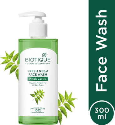BIOTIQUE Fresh Neem Pimple Control  | Pimple & Acne removal | All Skin Types Face Wash(300 ml)