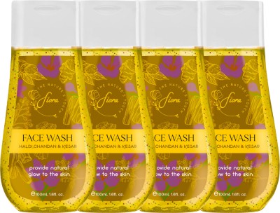 fiora Haldi Chandan & Kesar | For Natural Glow to the Skin (Pack of 4) Face Wash(400 ml)