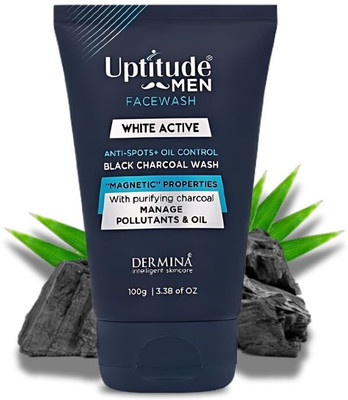 Uptitude Black Charcoal  for Men Anti-Spots Oil Control Face Cleanser with Magnetic Properties for Daily Use in Hot & Humid Weather for Oily & Normal Skin Fights Pollution Face Wash(100 g)