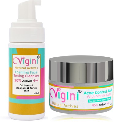 Vigini 30%Active Anti Acne Oily Skin Pimple Remover Foaming Cleaner  + Mask Face Wash(200 g)