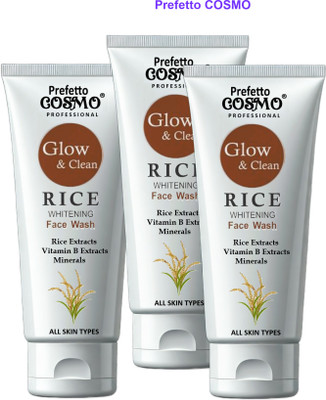Prefetto COSMO Pack of 3 for Pore-Minimizing & Deep Cleansing Rice Face Wash(100 g)