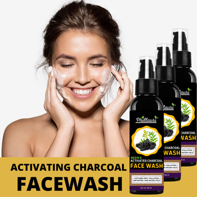 Phillauri Activated Charcoal Foaming with Neem Facewash For Anti Pollution & Oil Control Face Wash(300 ml)