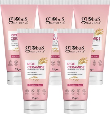 Globus Naturals Rice Ceramide Radiance , Enriched with Green Tea & Vitamin E, Pack of 5 Face Wash(375 g)