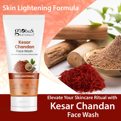 Globus Naturals Kesar Chandan Skin Lightening & Tan Removal, Suitable For All Skin Types Face Wash(75 g)