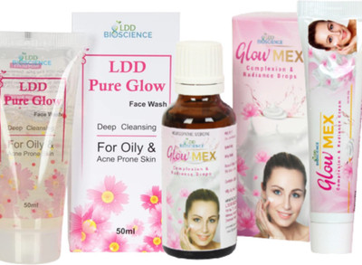 ldd bioscience Combo Pack of Pure Glow , Glow Mex Complexion & Radiance Drop and Glow Mex Complexion & Radiance Cream Pack of 1(3 Items in the set)