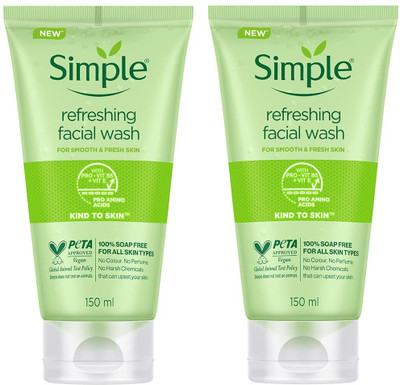 Simple Sensitive Skin Experts Pack of 2 ( No.1 UK Facial Skincare Brand ) Refreshing Facial Wash Face Wash(300 ml)