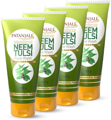 PATANJALI Saundarya Neem Tulsi  for Acne, Pimple & Glowing Skin - 100g x 4 Face Wash(400 g)
