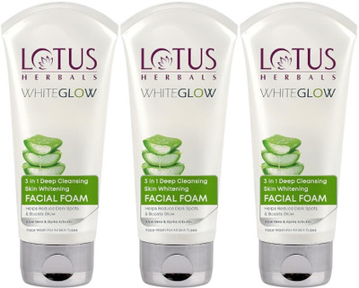 LOTUS WhiteGlow 3-In-1 Deep Cleansing Skin Whitening Facial Foam Pack of 3 Face Wash(150 g)