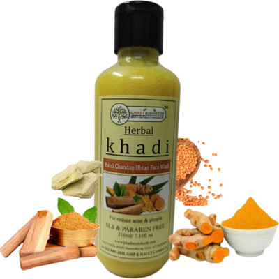 Khadi Rishikesh Haldi Chandan Ubtan  For Reduce Acne & Pimple ,Wrinkles | Glden Glow Complexion | Brighten Skin,Reduce Dark Spot & Marks Face Wash(210 ml)