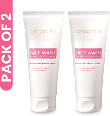 Dermapuritys Derma Puritys  with Tea Tree & Hibiscus Extract | 100ml x 2 |  Combo Pack Offer For Pollution Control & Hydration | Pack of 2 | Improves Skin Texture | Smooth skin Face Wash(200 ml)
