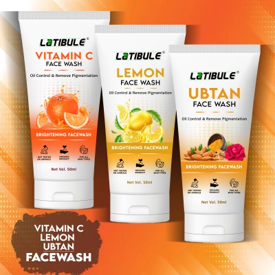 Latibule Vitamin C,Lemon & Ubtan FaceWash Skin Whitening oil control & Remove Pigmentation,Skin Glowing, All Skin Types Face Wash(150 ml)