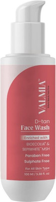 valmia De-Tanning & Brightening Cleanser for Men & Women | Enriched with Bioecolia & Sepiwhite MSH | Removes Sun Tan, Dirt & Excess Oil with kojic | D-Tan Face Wash(100 ml)