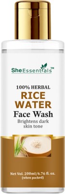 She Essentials Rice Water FaceWash with Niacinamide, Aloe Vera & Vitamin C For Skin Brightening, Whitening, Dark Spot Corrector, Soft & Supple Skin For Men & Women - SLS & Paraben Free Face Wash(200 ml)