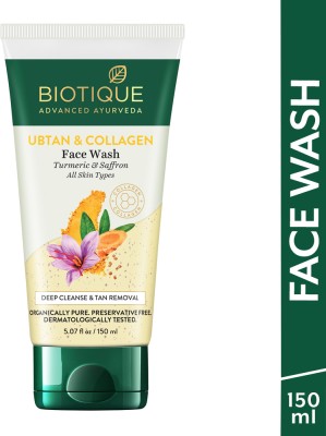 BIOTIQUE Ubtan & Collagen |Tan Removal, Enhance Skin Complexion|All Skin Types Face Wash(150 ml)