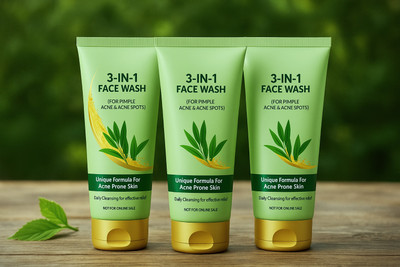 Attnico 3-IN-1  with Vitamin E & Tea Tree Oil for Pimple, Acne & Spots | Daily Cleanser for Oily & Acne-Prone Skin Face Wash(180 g)