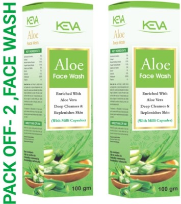 KEVA Aloe  - with Milli Capsules, Enriched with Aloe Vera (100X2=200g ) Face Wash(200 ml)