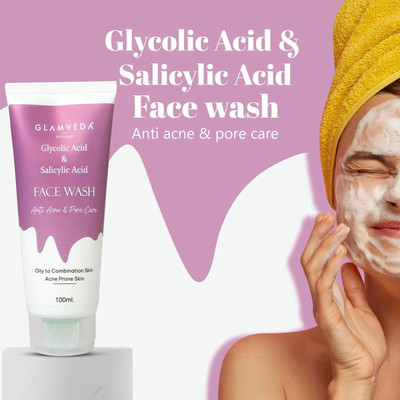 GLAMVEDA Glycolic Acid & Salicylic Acid Anti Acne & Pore Care , SLS Free & Paraben Free Face Wash(100 ml)