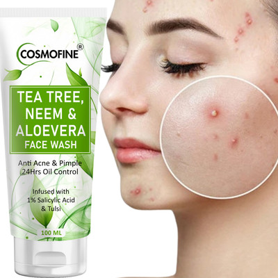 cosmofine Tea Tree, Neem & Aloe Vera  for Oily Skin & Acne, Fades Dark Spots, All Skin Types Face Wash(100 ml)