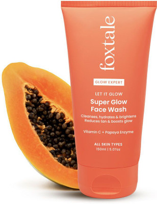 Foxtale Vit C Super Glow Face wash with Papaya Enzyme|Reduces Tan, Boosts glow Men & Women All Skin Types Face Wash(150 ml)