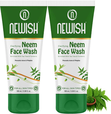 NEWISH Skin Purifying Neem Facewash For Acne and Pimple Care With Pure Neem Extract For All Skin Types, Pack Of 2 (Each 100 ml) Face Wash(200 ml)