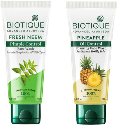 BIOTIQUE Pineapple & Fresh Neem 100Ml  (Pack 0f 2) Face Wash(200 ml)