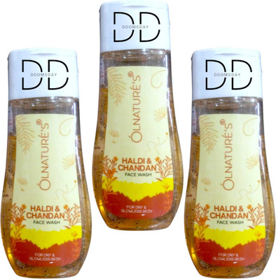 DOOMSDAY OLNATURES HALDI & CHANDAN FACEWASH HELP IN CONTROL OIL & PIMPLE FREE SKIN PACK OF (100ml x 3) Face Wash(300 ml)