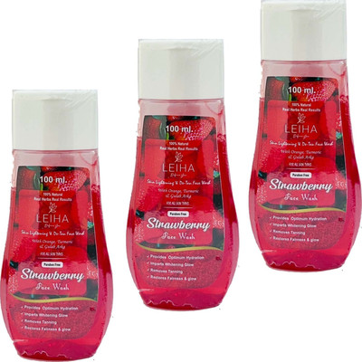 COSMORA LEIHA STRAWBERRY FACEWASH FOR REFRESH & SMOOTH SKIN PACK OF 100ml x 3 Face Wash(300 ml)